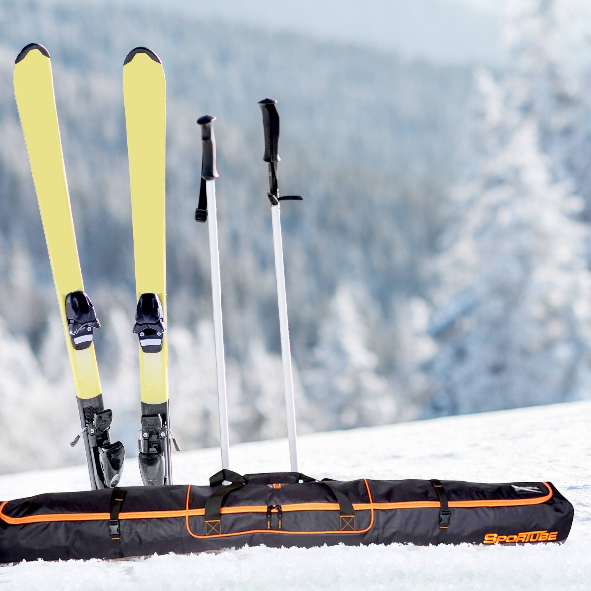 Alt View 2. Sportube - Sportube Traveler Padded 6 Foot Single Pair Ski & Pole Luggage Bag, Black/Orange - Black/Orange.