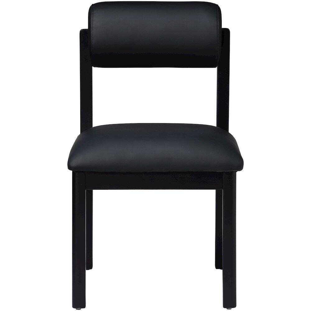 Alt View 2. Meridian Furniture - Roundhill Black Vegan Leather Upholstered Dining Chair, Set of 2 - Black.