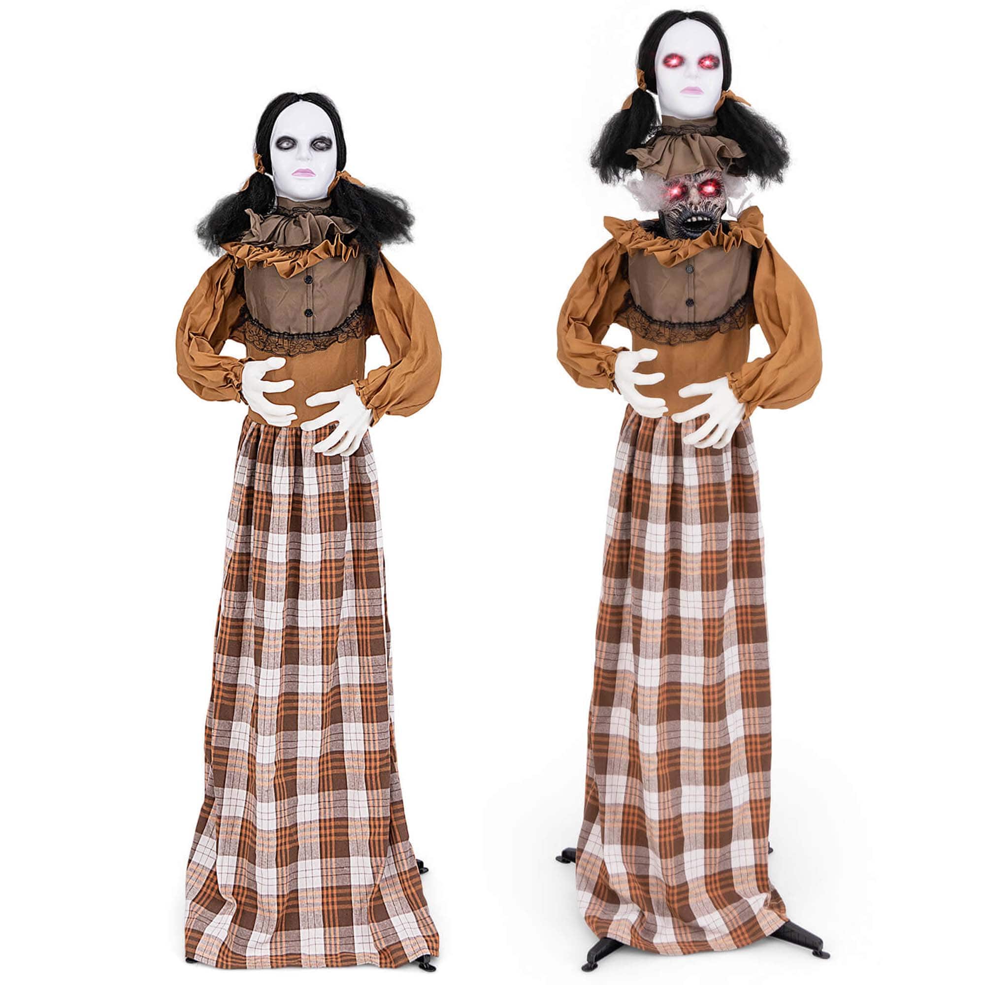 Costway - Halloween Animatronics with Red Light Up Eyes Motion & Sound Activated - Brown