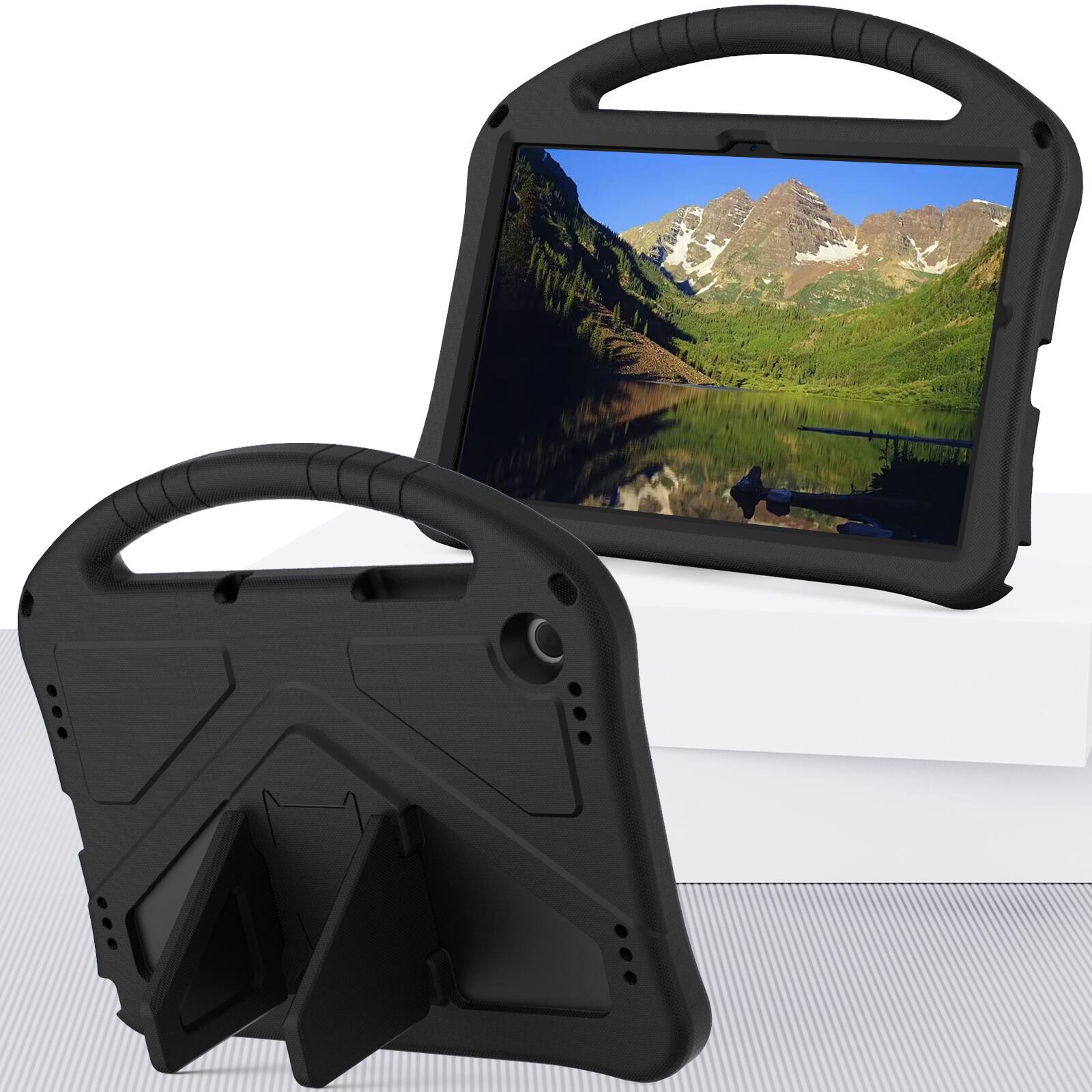 Alt View 2. Dteck - For Samsung Galaxy Tab A11+ /Samsung Galaxy Tab A9+ 11'' Lightweight EVA Shockproof Handle Stand Kids Case Cover - Black.