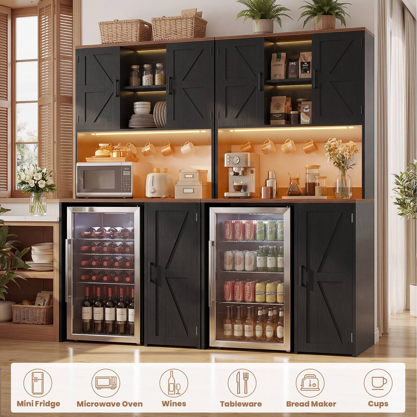 - Mini Fridge
- Microwave Oven
- Wines
- Tableware
- Bread Maker
- Cups