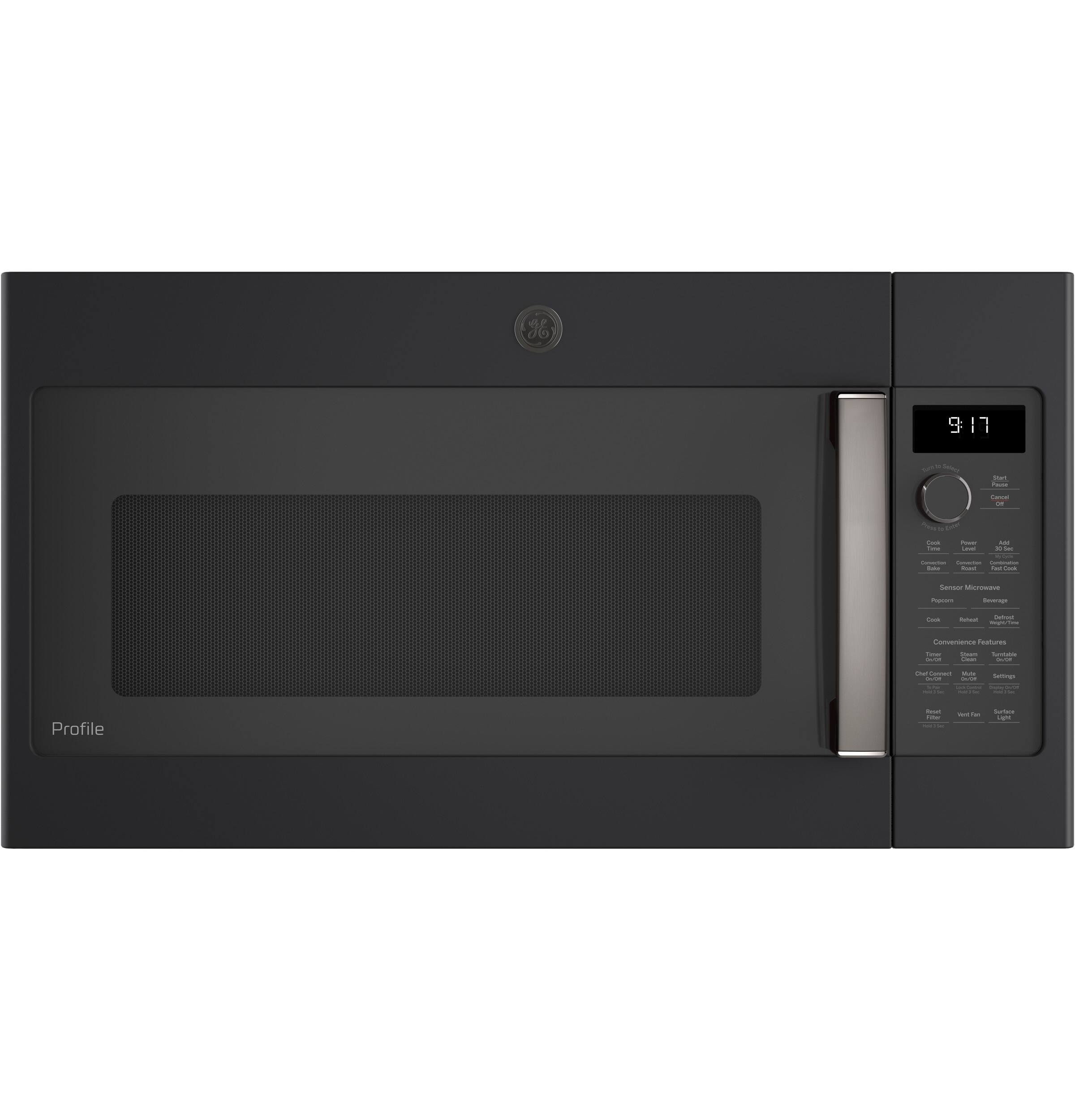 Front. GE Profile - 1.7 Cu. Ft. Convection Over-the-Range Microwave with Sensor Cooking - Black Slate.