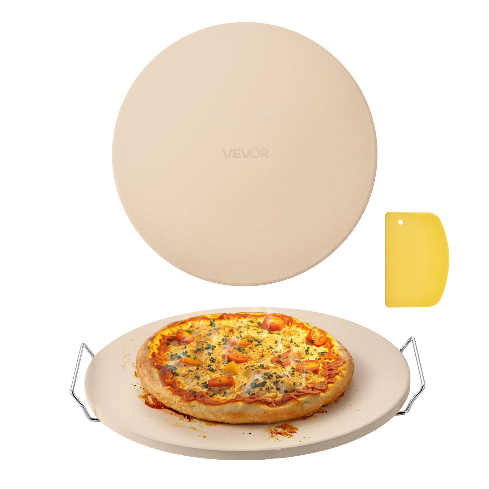 Front. VEVOR - Pizza Stone, 16 in Round Pizza Stone, 0.67" Thick Extra Large Baking-Stone, 1450℉ Heat-Resistant Cooking Stones - Beige.