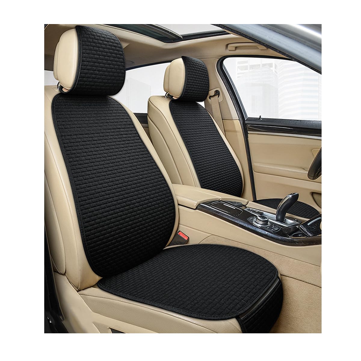 COTTAGE - Car Seat Cover Pad Breathable Auto Front Bottom Cushion Mat Seatback Soft Comfortable Vehicle Full - 2 PCS Front/Black-Red