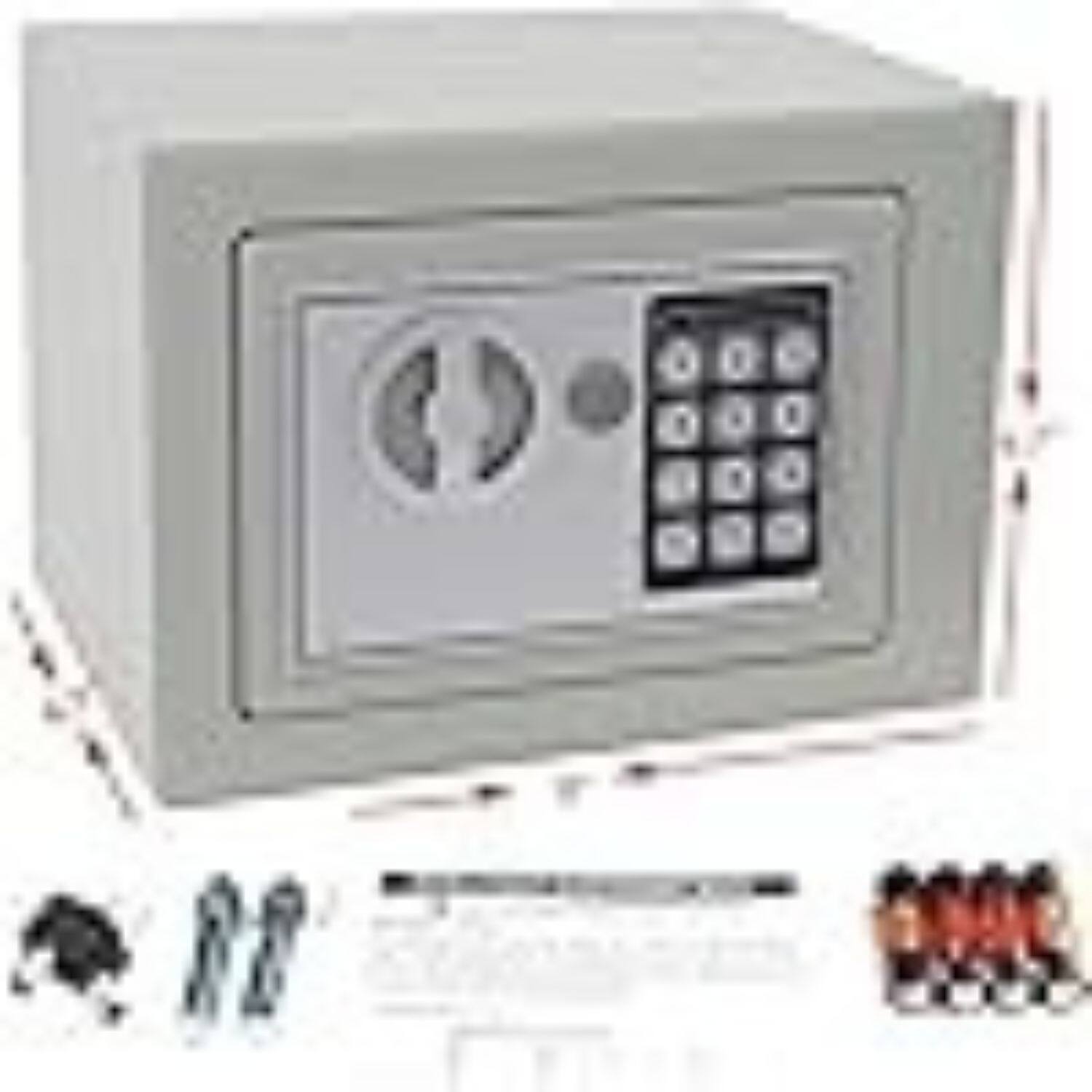 Left. Stock Preferred - 9" Electronic Digital Security Safe Box with Keypad - White.