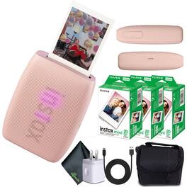Fujifilm - INSTAX MINI LINK 3 Smartphone Printer + 60 Instant Film - Rose Pink