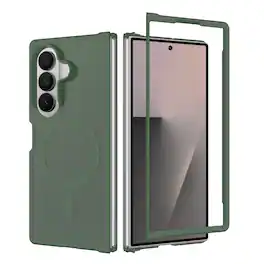 Dteck - Magnetic Shockproof Case for Samsung Galaxy Z Fold8 Ultra, Matte Translucent Slim Cover with Raised Edge Screen Camera - Darkgreen