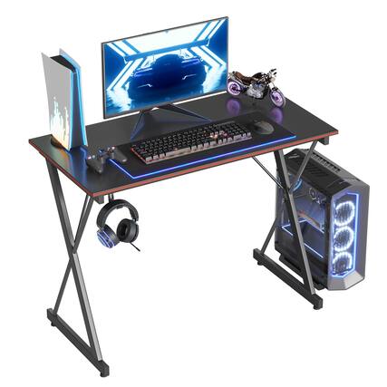 Front. Hirose Alice - Gaming Home Office Desk With Headphone Hook GamingDesktop:Professional gaming desk uses a special carbon fiber - Carbon Black-47 inch.