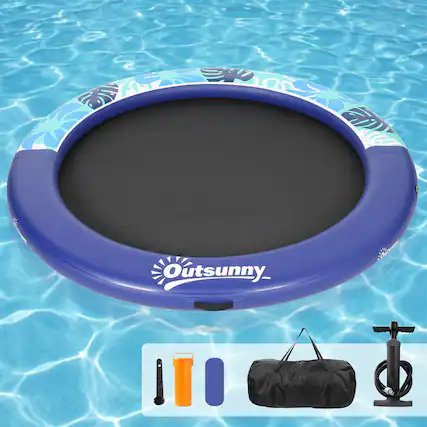 Front. Outsunny - Inflatable Water Hammock Floating Ring, Inflatable Floating Dock Platform for for Lakes, Pools.