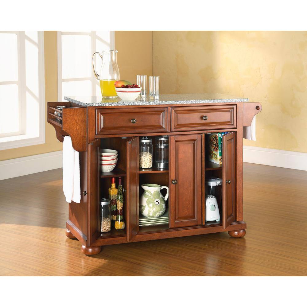 Back. Crosley Furniture - Alexandria Granite Top Full Size Kitchen Island/Cart - Cherry.