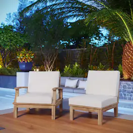 Marina 2 Piece Outdoor Patio Teak Set by Modway - Natural White