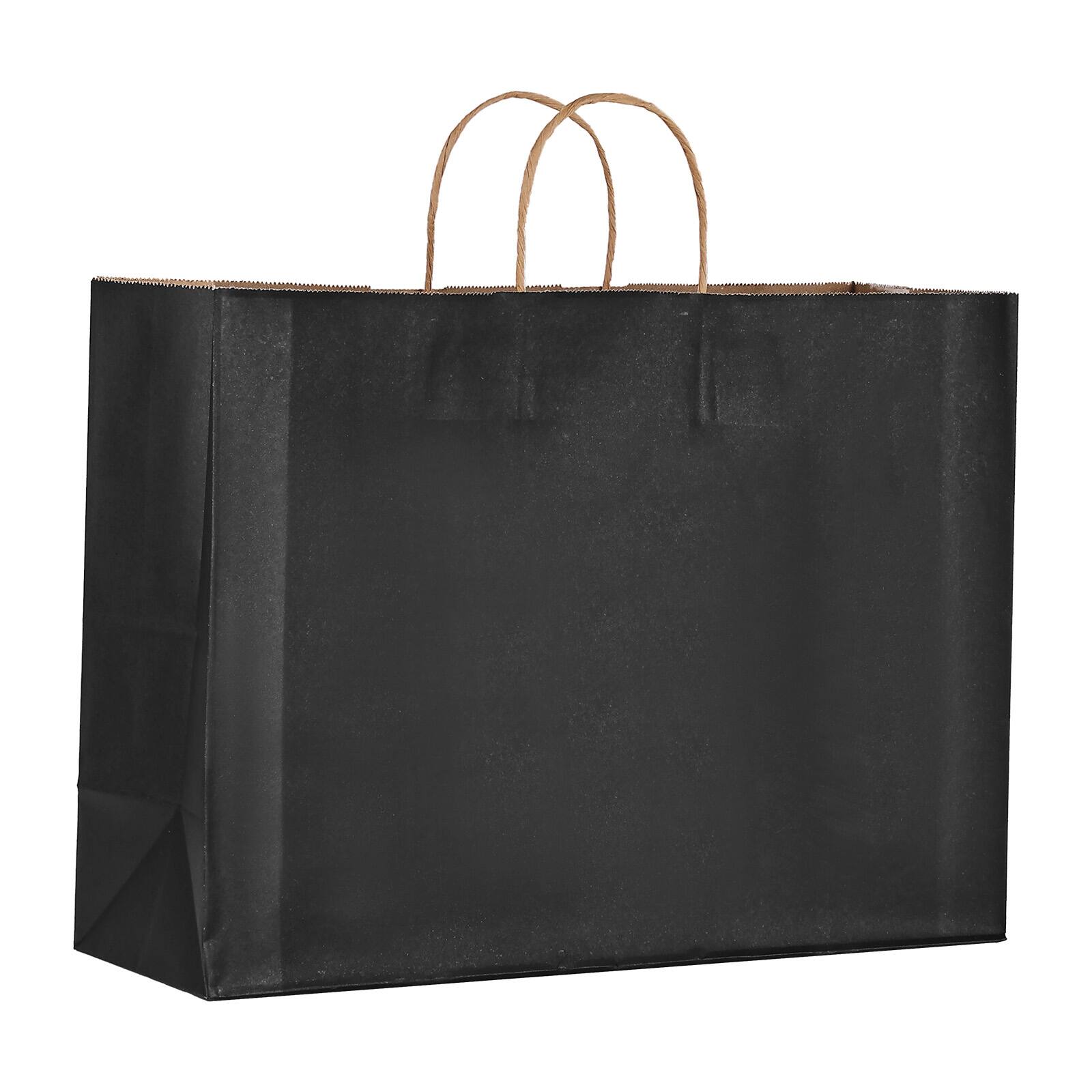 Alt View 5. VEVOR - Kraft Paper Bags with Handles, 100Pcs 16 x 6 x 12 in, Large Paper Grocery Bags, Reusable & 100% Recycled Take-Out Sacks - Black.