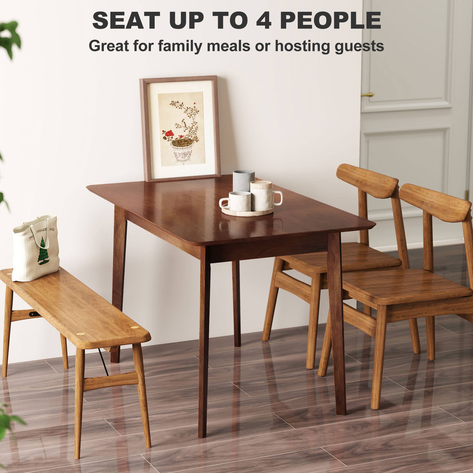 SEAT UP TO 4 PEOPLE Great for family meals or hosting guests