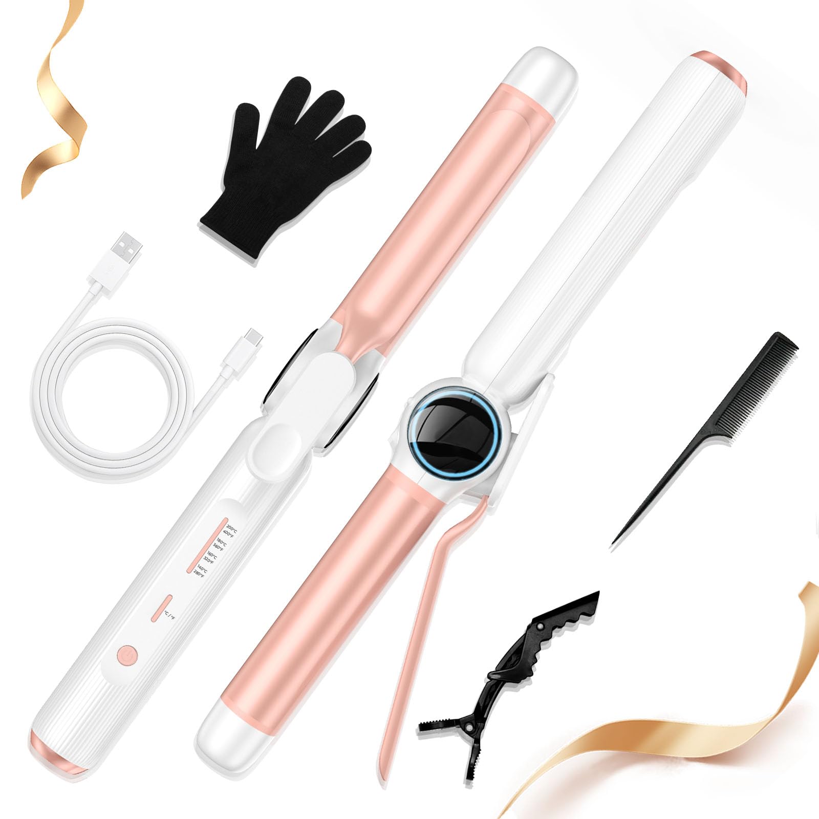 The Best Inks - Cordless Curling Iron Rechargeable Usb 4000 Mah Hair Curler 3 Temp Setting Mini Travel 2 In 1 Portable - 28mm