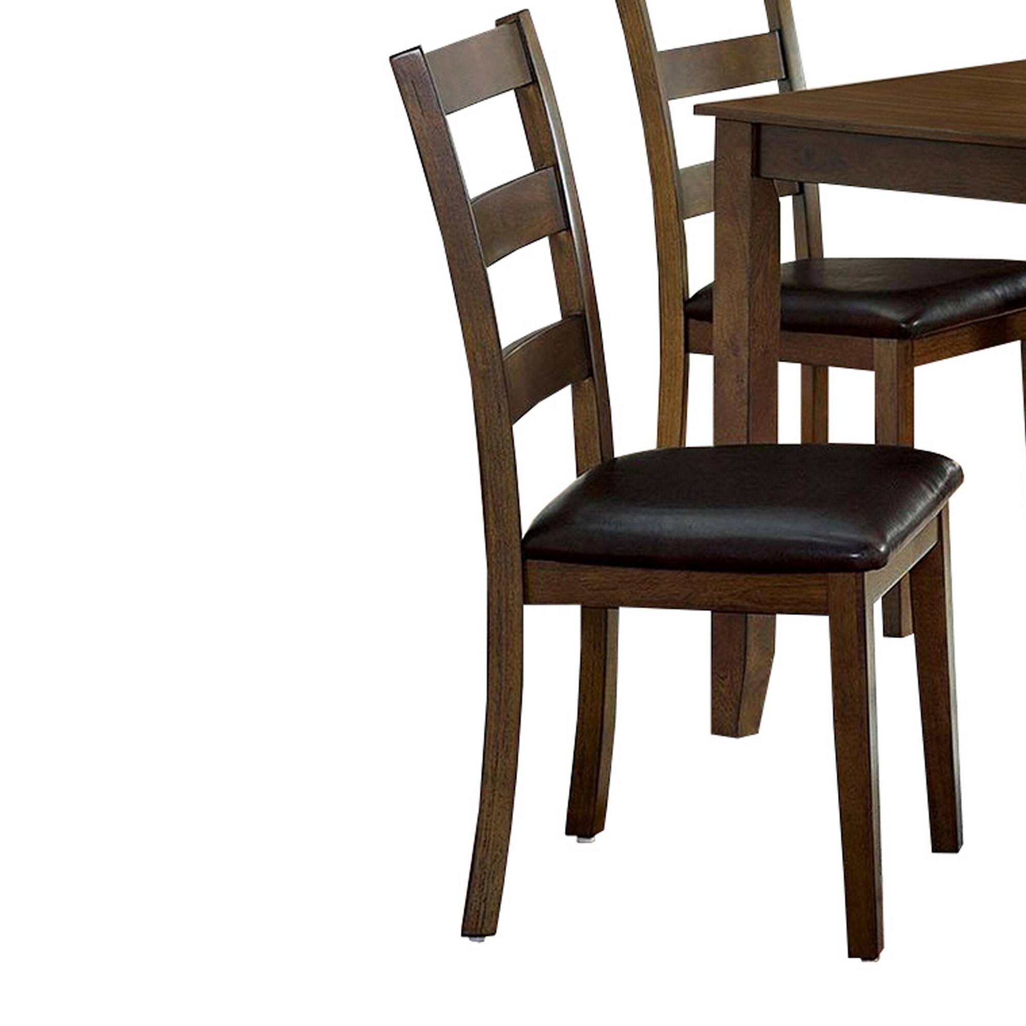 Alt View 1. Manhattan Lane - 5 Piece Dining Table Set with Leatherette Seating, Brown - Brown.