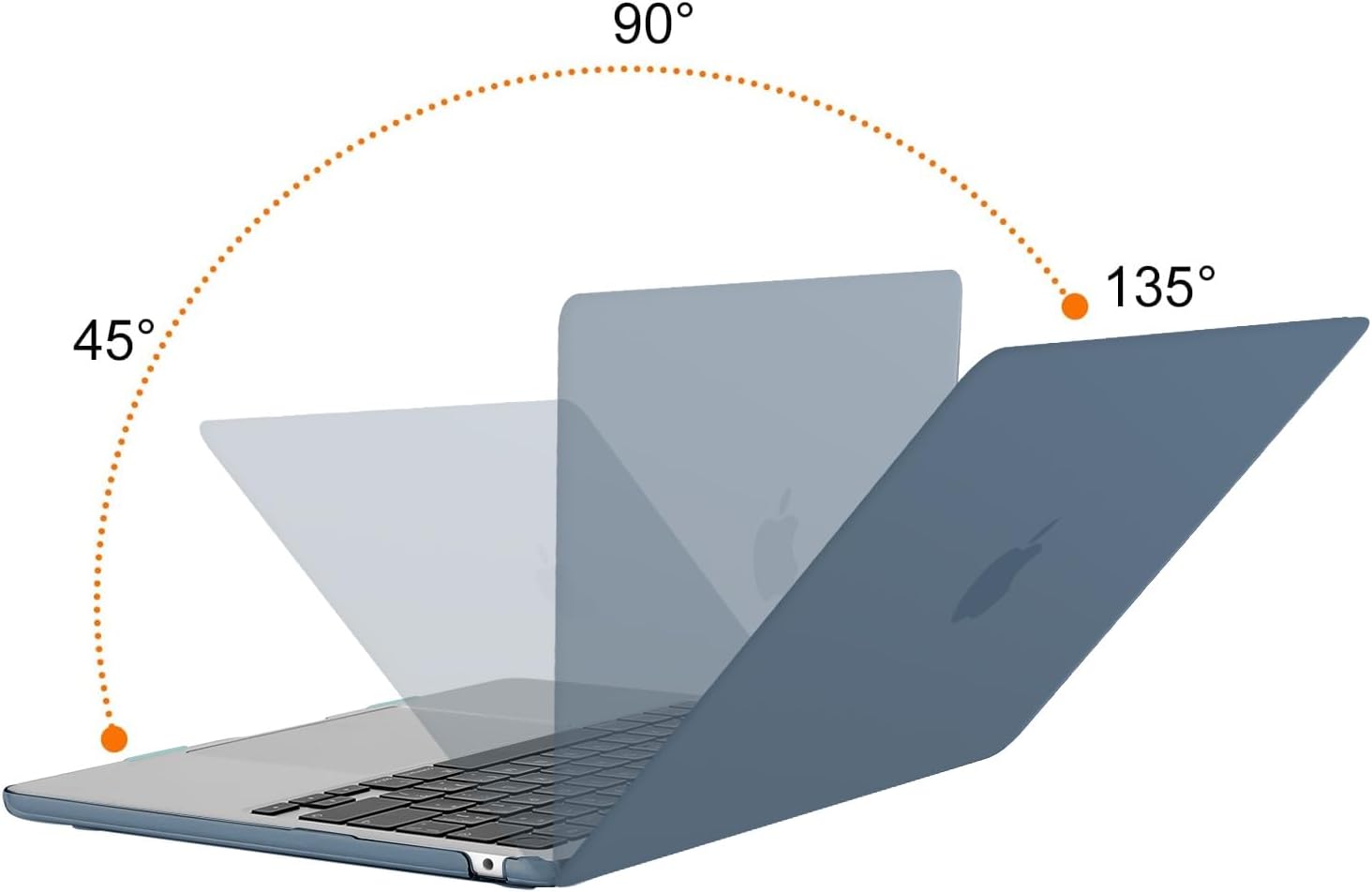 Back. mosiso - Case for 13-inch MacBook Air M5 A3449 M4 A3240 M3 A3113 M2 A2681 with Keyboard Cover Screen Protector and Pouch - Steel Blue.