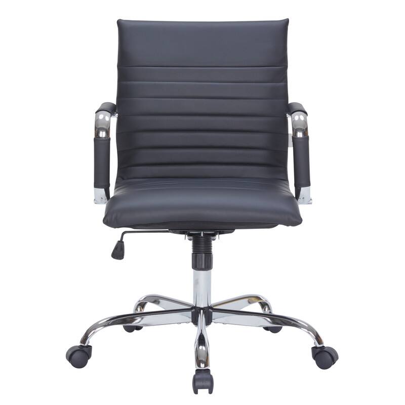 Alt View 4. LeisureMod - Harris Mid-Back Leather Office Chair Adjustable Height Tilt Computer Task Chair with 360-Degree Swivel - Black.
