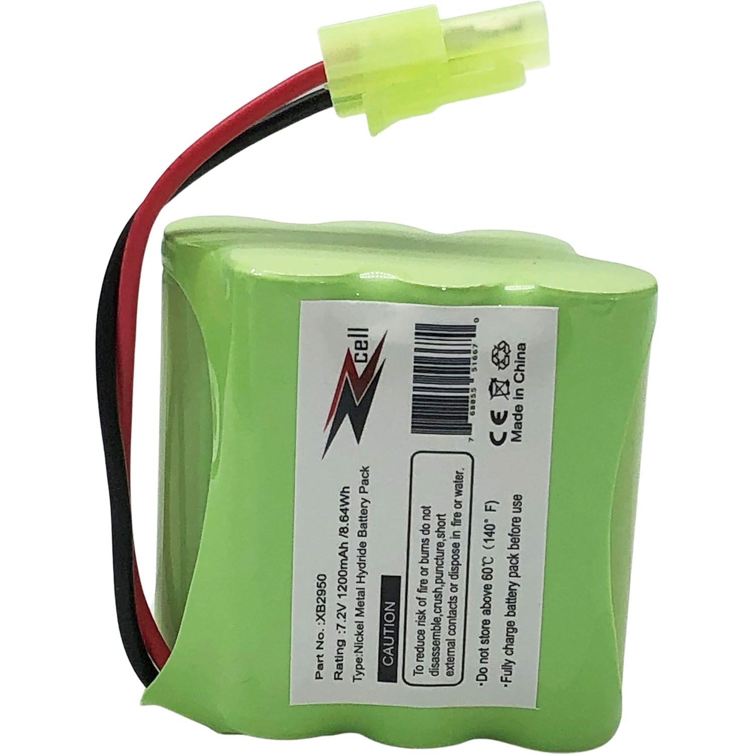 as Pack /8.64Wh Battery 1200mAh Hydride :XB2950 .2V Metal :7 No. Part Rating Type:Nickel CAUTION a S1667 China in GaOS5 7 CE Made water, not or F) use short fire do in (140 before bums puncture dispose OL 60C pack fire or risk of crush contacts above battery store charge reduce disassemble external not To -Fully Do

Part No. : XB2950  
Rating : 7.2V 1200mAh  
Type : Nickel Metal Hydride Battery Pack  
CAUTION  
To reduce risk of fire or burns do not disassemble or crush battery pack before use.  
Do not expose to fire or water.  
Do not store above 60°C (140°F).  
Fully charge battery pack before use.  
Do not short external contacts.