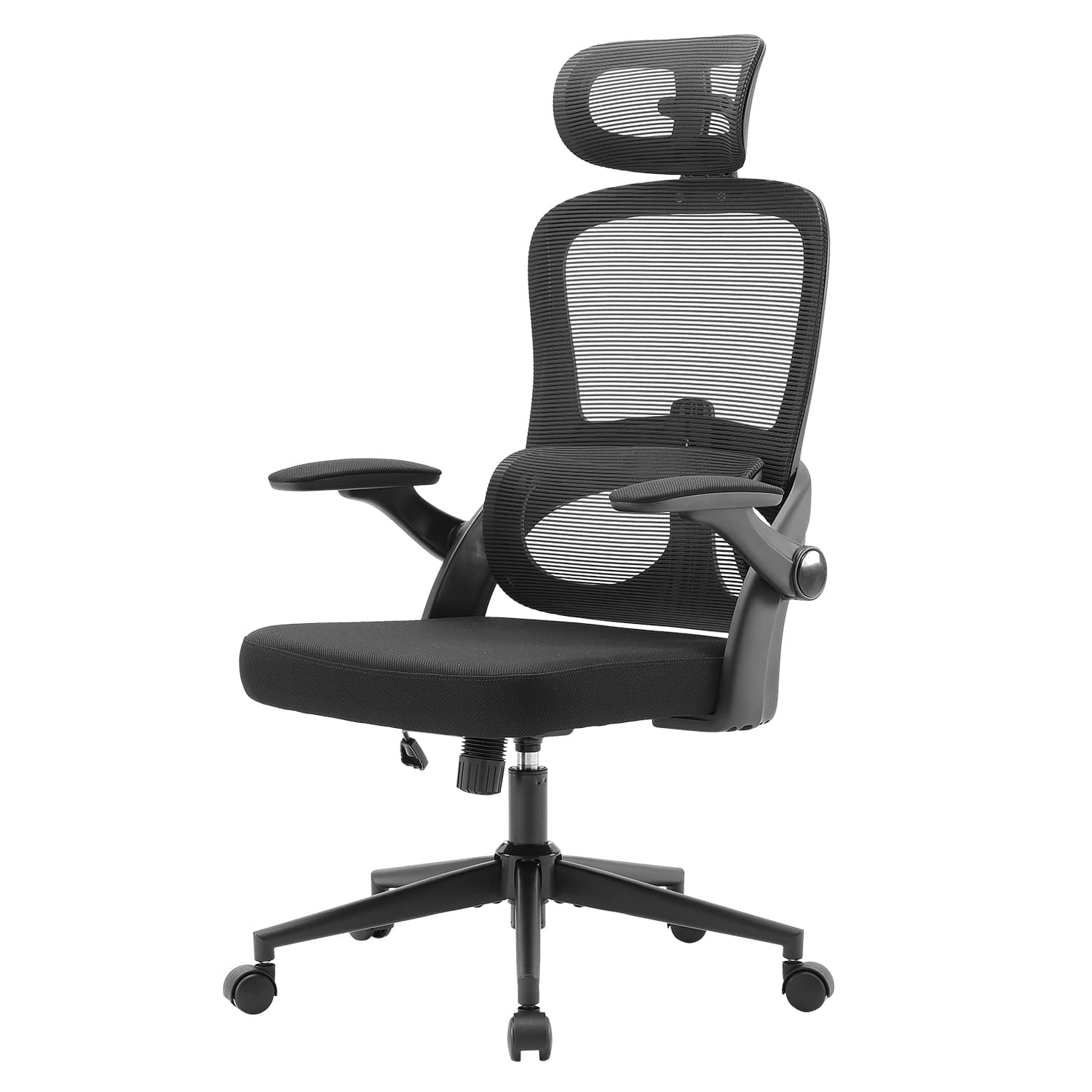 Front. SIHOO - Ergonomic High Back Office Chair with 3D Armrests and Adjustable 2D Headrest - BLACK.
