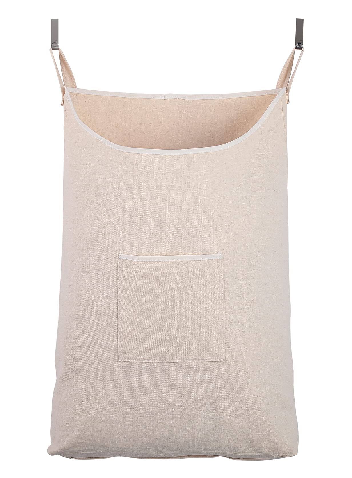 Front. DORLUKFU - Laundry Collector, Laundry Hamper, Door Hanging Laundry bag with hooks (Beige, 65Liters) - Beige.