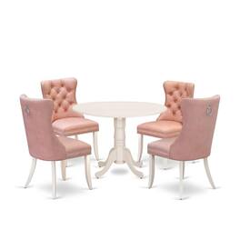 East West Furniture - 5 Piece Dining Set - White