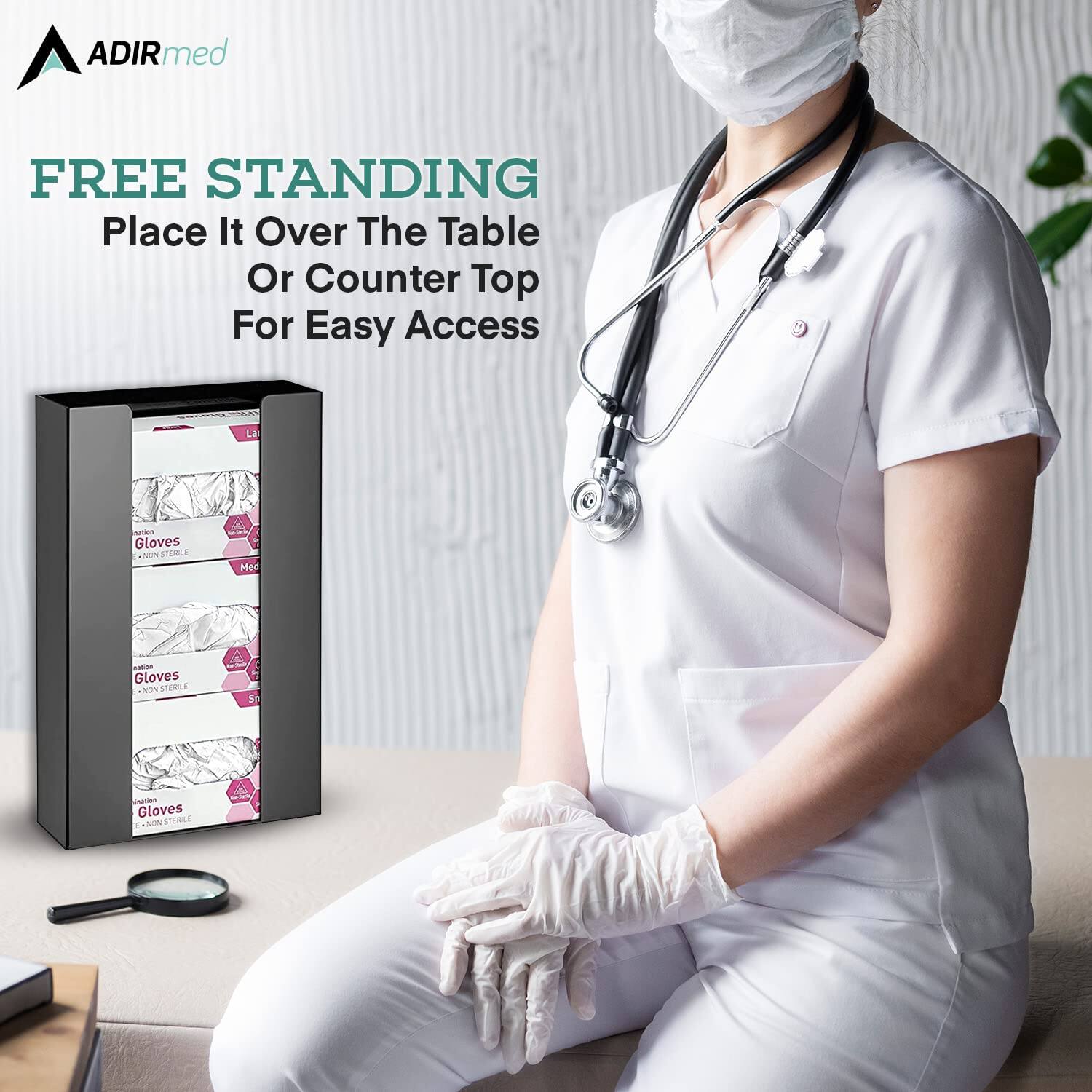 ADIRmed FREE STANDING Place It Over The Table Or Counter Top For Easy Access Gloves NON STERLE Gloves NONSTERLE Gloves NIN STERLE