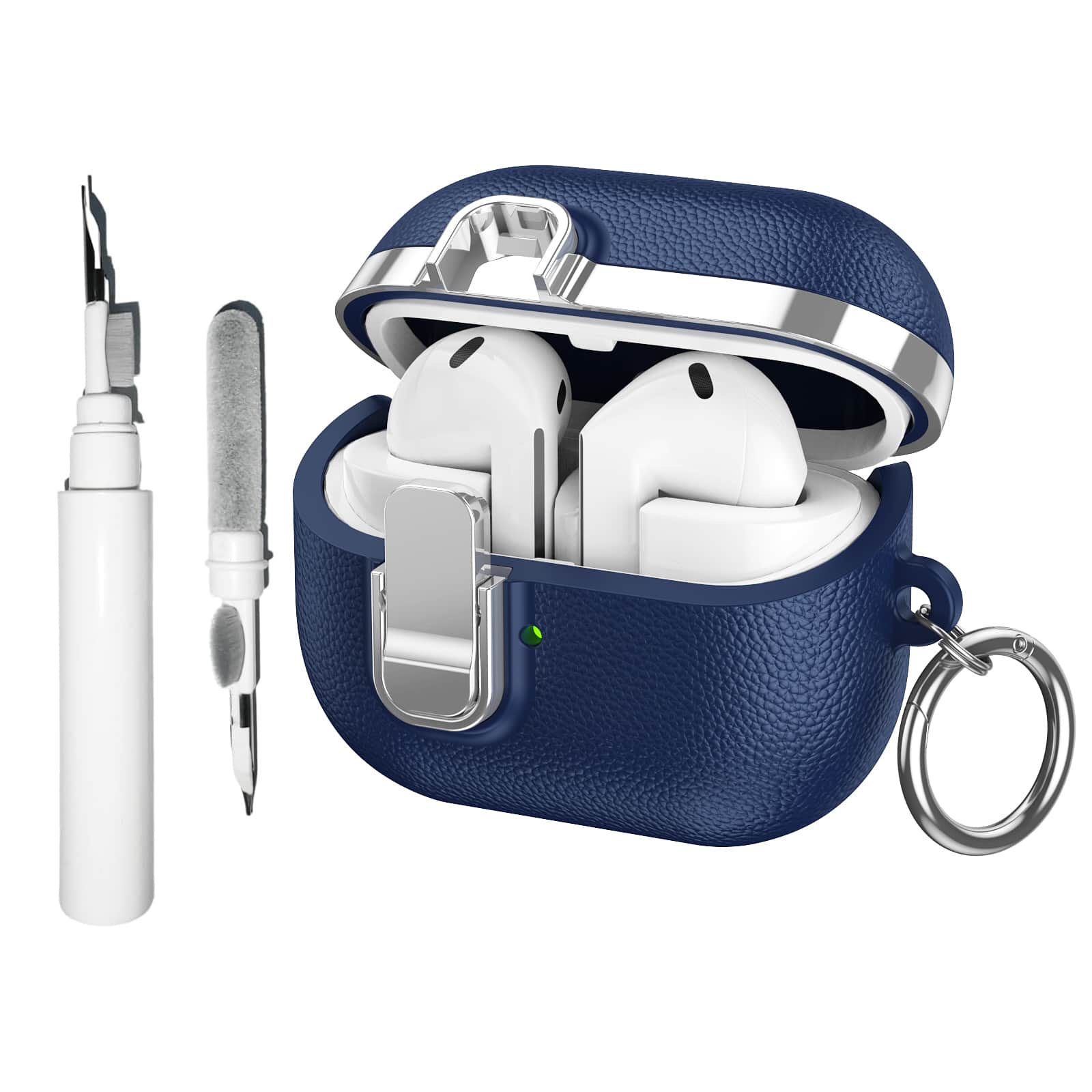 Dteck - Slim Faux Leather Texture Case for Samsung Galaxy Buds 3 / 3 Pro / 3 FE,Shockproof TPU Cover w/ Secure Lock & Carabiner - Blue price history on PriceWatchPro