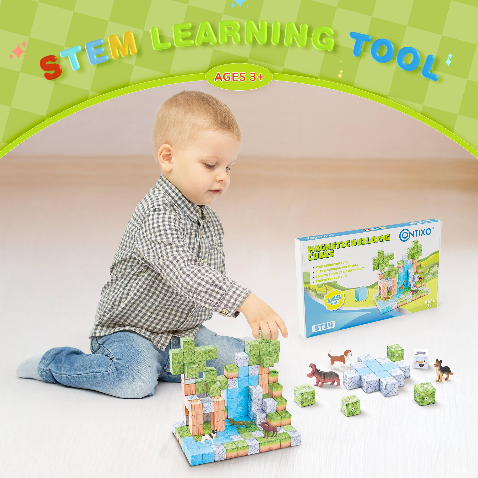 STEM LEARNING TOOL
AGES 3+
ONTIXO MAGNETIC BUILDING CUBES
ST14