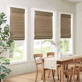 BreeBe - Bamboo Light Filtering Roman Shade 64'L - Natural Ash