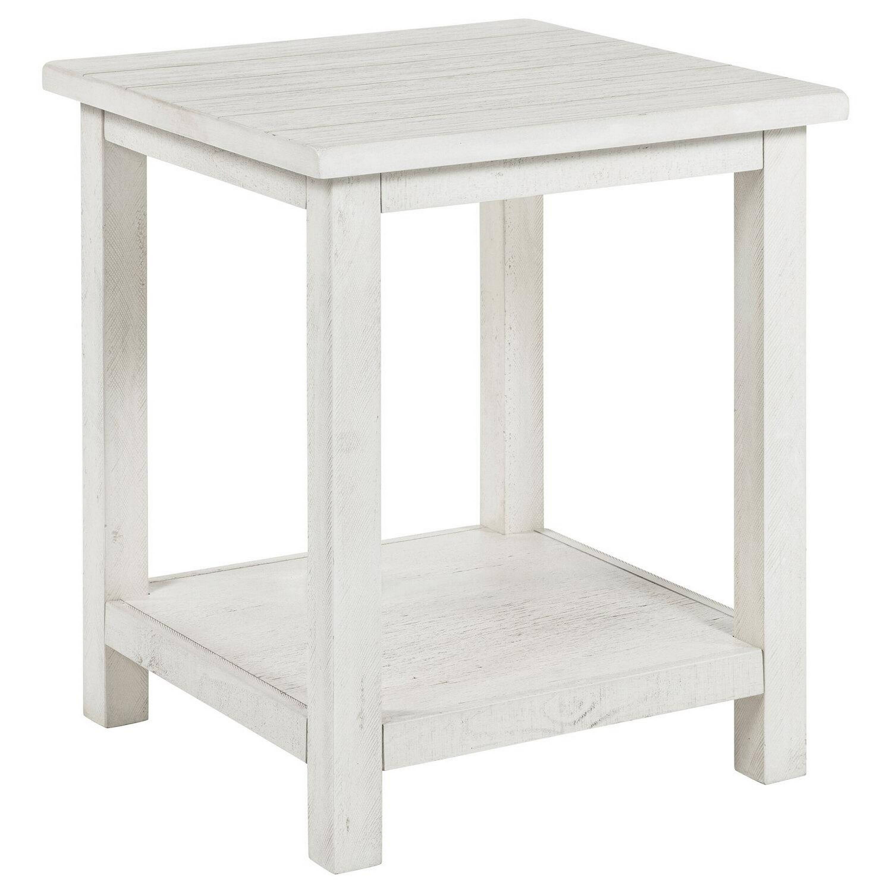 Front. Manhattan Lane - Ayne Side End Table, 1 Bottom Shelf, Wooden Frame, Square 20 Inch - White.