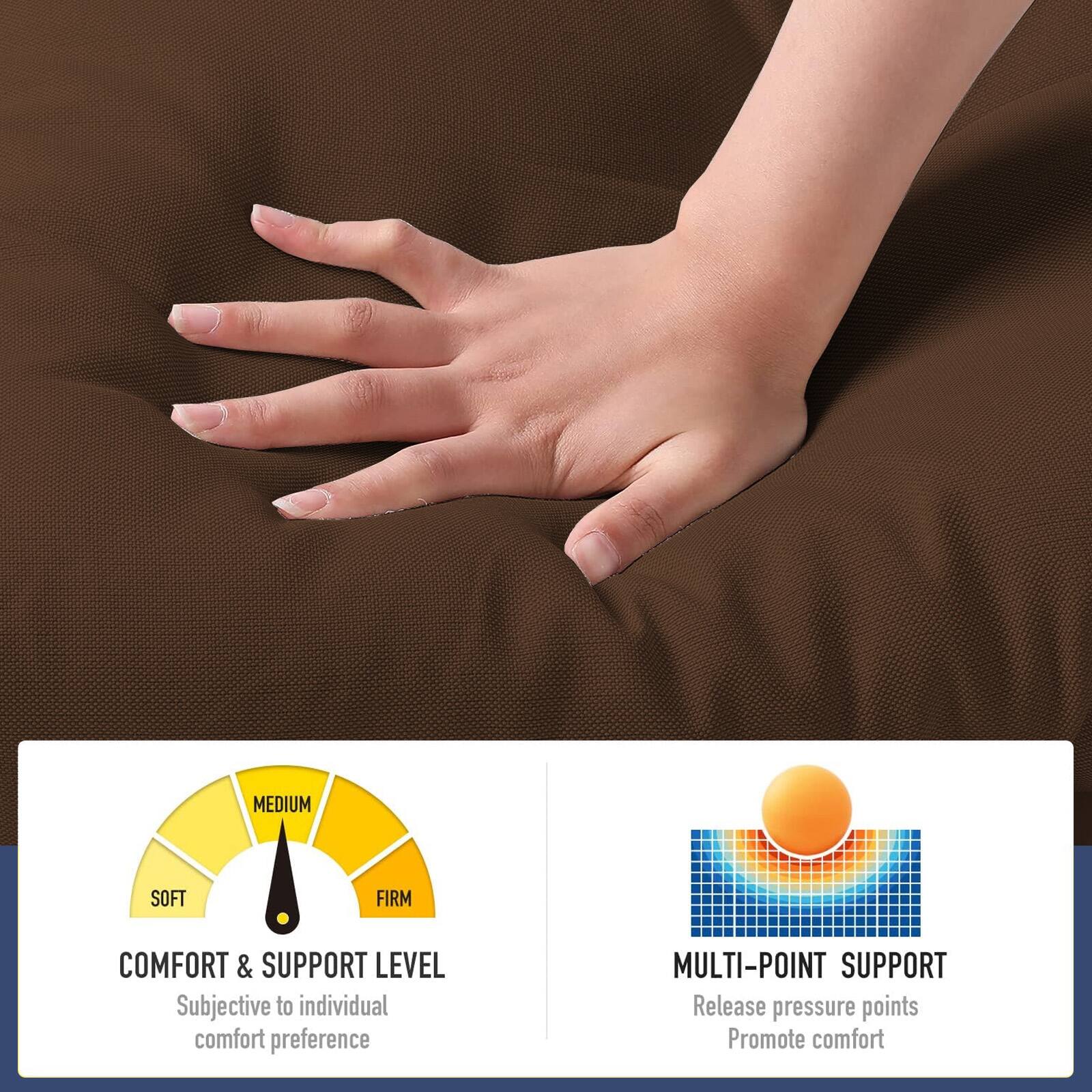 MEDIUM SOFT FIRM  
COMFORT & SUPPORT LEVEL  
Subjective to individual comfort preference  

MULTI-POINT SUPPORT  
Release pressure points  
Promote comfort