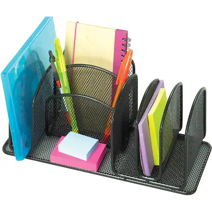 Front. Safco - Safco Onyx Deluxe Desktop Organizer 12.62" x 4.25" x 4.25" Powder Coated Black Steel - Black.