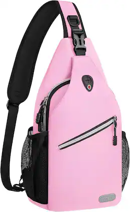 mosiso - Sling Backpack Multipurpose Crossbody Shoulder Bag Travel Hiking Daypack - Light Pink