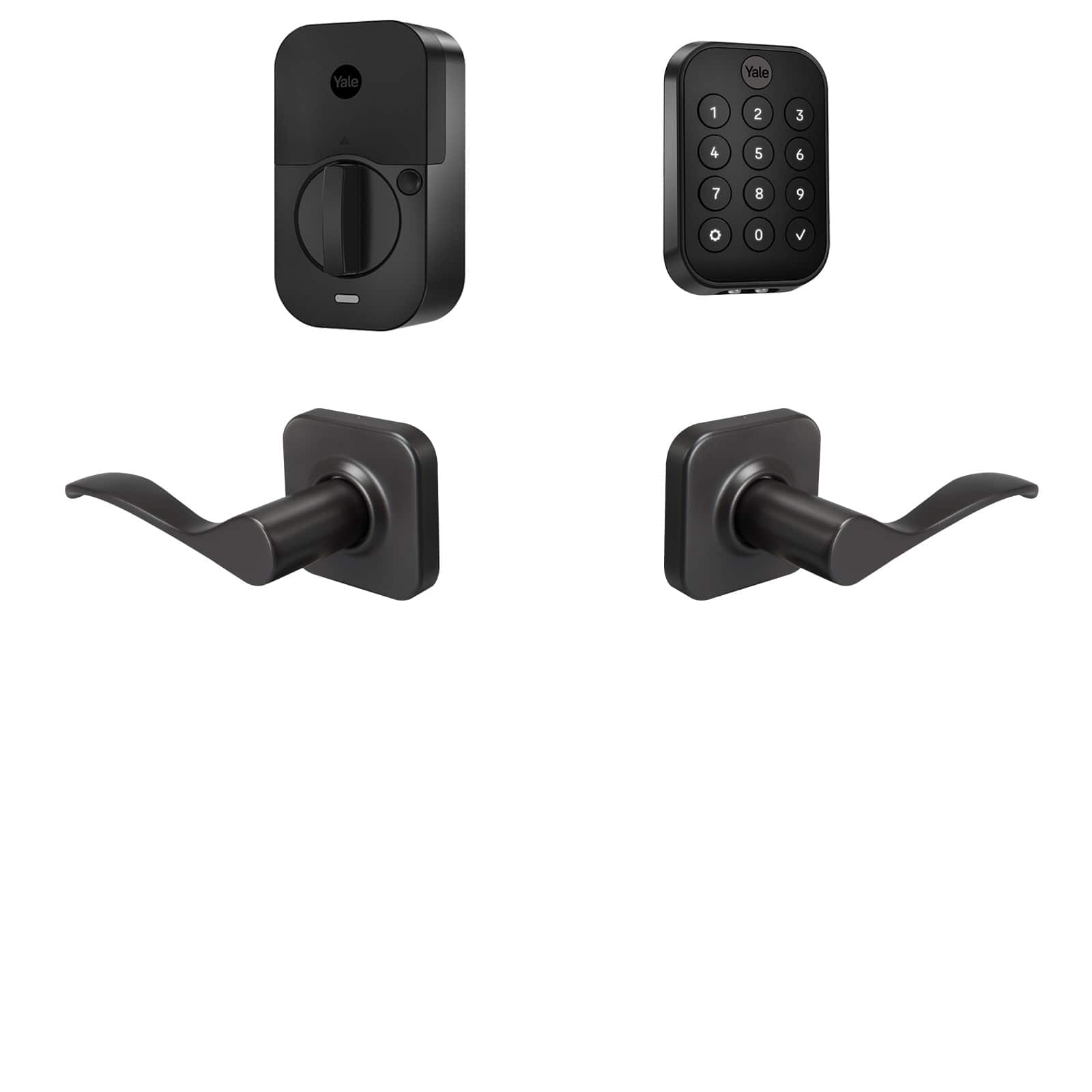 Yale - Assure Lock 2 Touch Key-Free Keypad with Wi-Fi and Norwood Lever - Black Suede - Front_Zoom