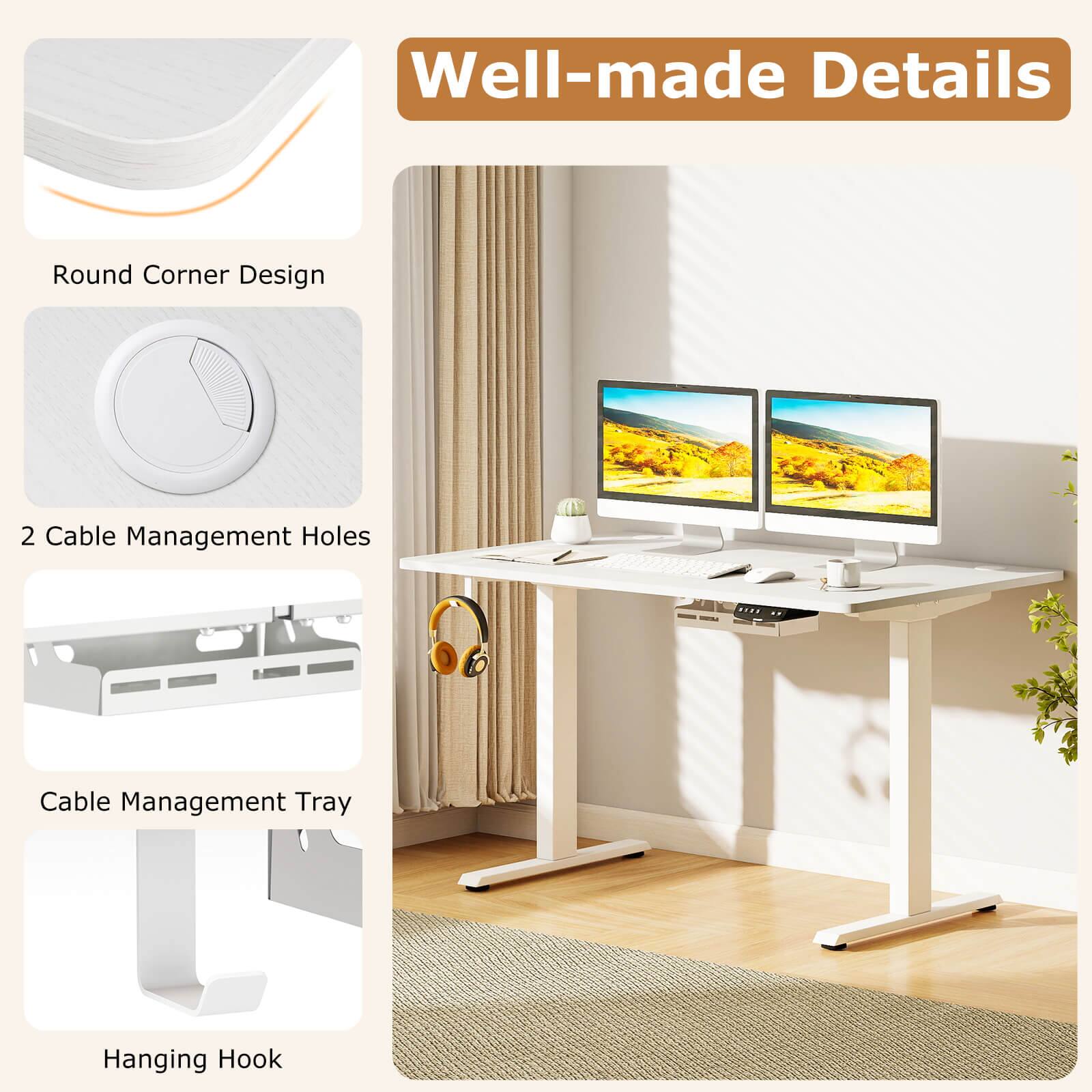 Well-made Details

- Round Corner Design
- 2 Cable Management Holes
- Cable Management Tray
- Hanging Hook