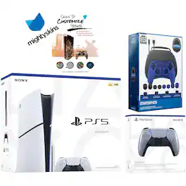 PlayStation 5 Slim Disc with Extra Controller, Pro Gamer Starter Kit and MightySkins Decal Voucher - PlayStation 5