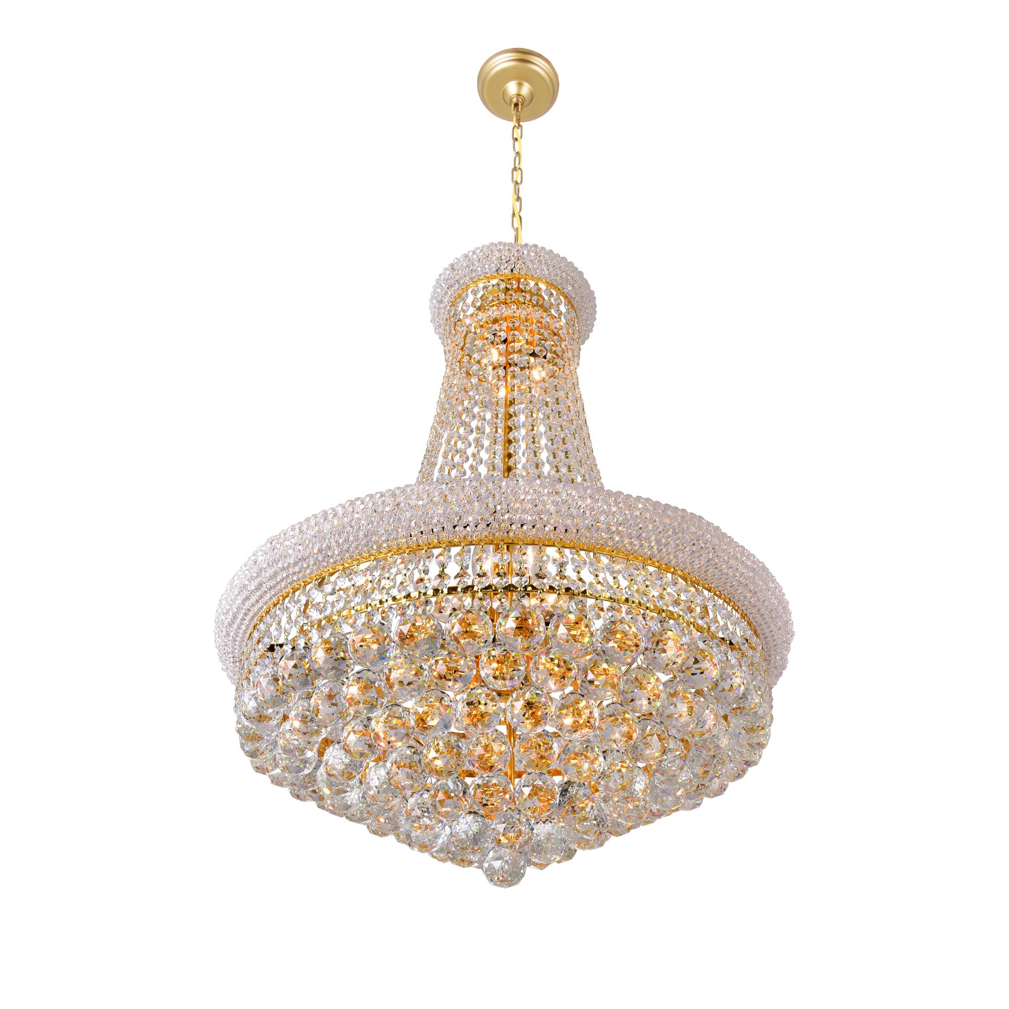 Left. CWI Lighting - Empire 17 Light Down Chandelier With Gold Finish - Gold.