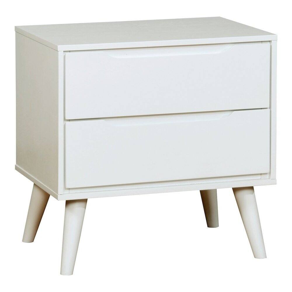 Alt View 1. Furniture of America - Belkor Mid-Century Modern Wood 2-Drawer Nightstand - White.