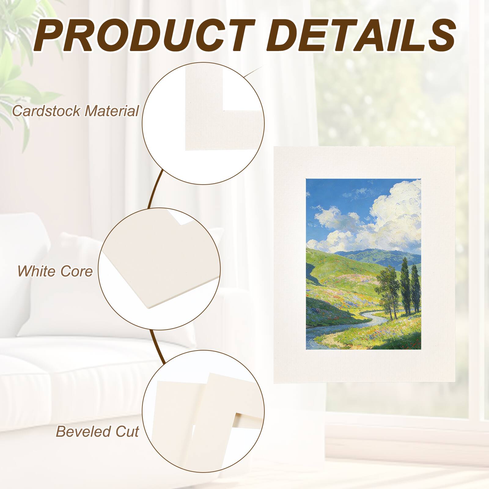 PRODUCT DETAILS  
- Cardstock Material  
- White Core  
- Beveled Cut