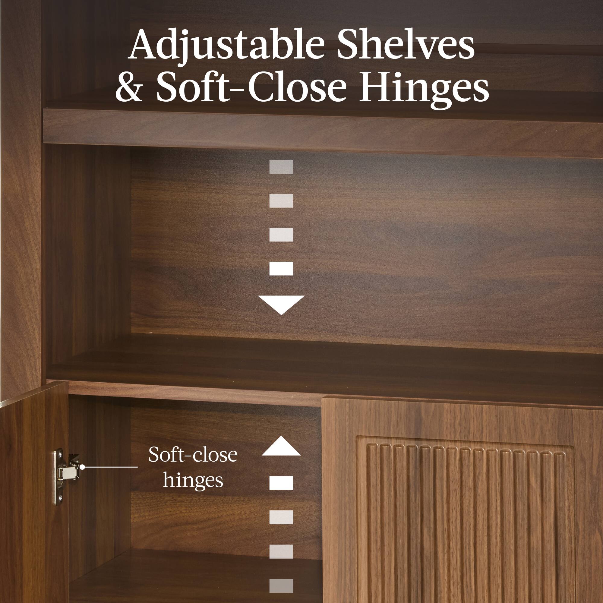 Adjustable Shelves & Soft-Close Hinges

Soft-close hinges