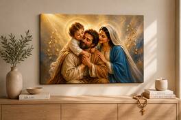 FC Design - Large Holy Family Embrace Canvas Print 24x36" Sacred Christian Love Peaceful Art Painting Home Wall Decor - MultiColor
