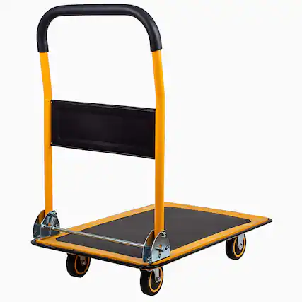 Front. COWLOWN - 660 lbs Capacity Folding Heavy Duty Platform Hand Truck Flatbed Cart in Yellow - Yellow.