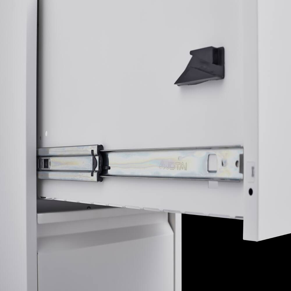 Alt View 6. Loheer - Loheer 3 Drawer Vertical File Cabinet with Lock Narrow Metal Steel Storage Cabinet for Home Office White.