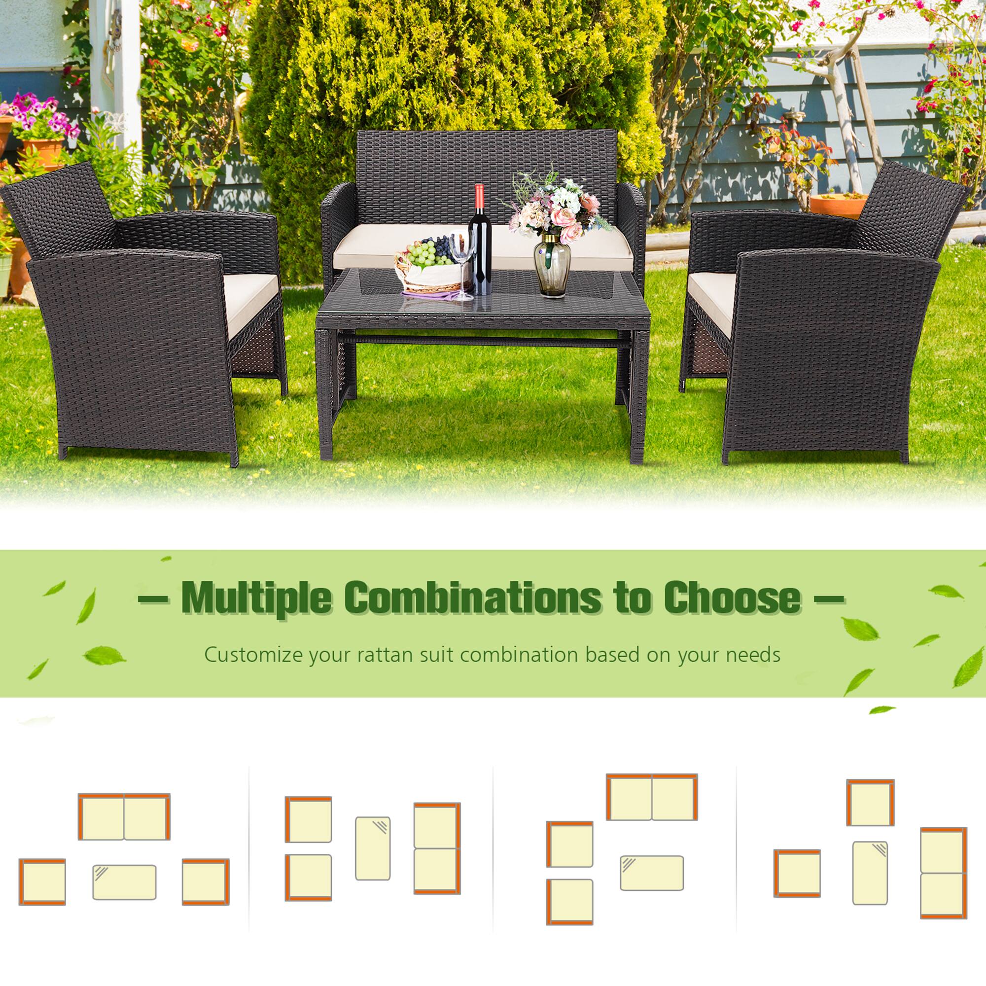 Multiple Combinations to Choose  
Customize your rattan suit combination based on your needs