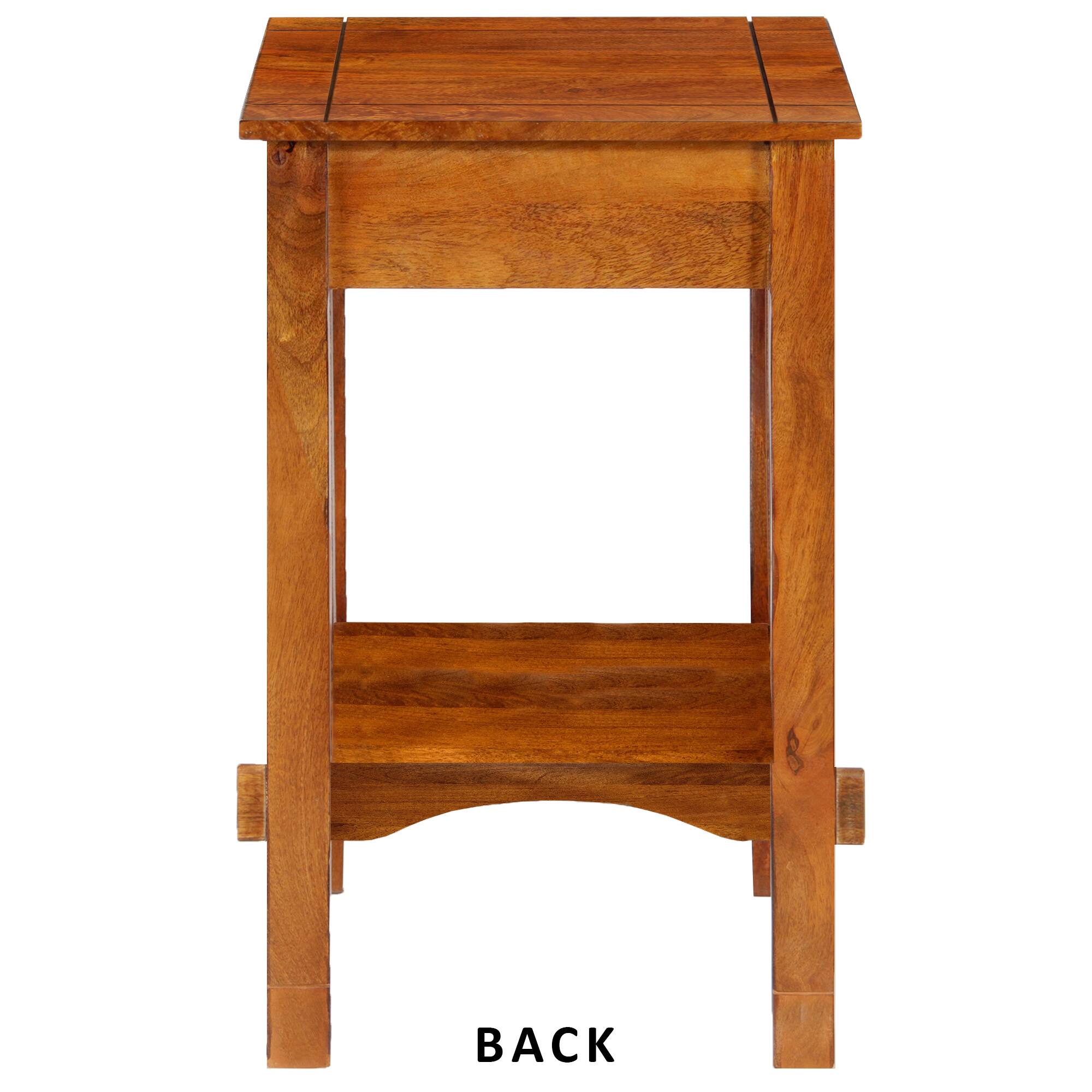 Alt View 2. Manhattan Lane - Spacious Mango Wood Telephone Stand with Slatted Side Panels - Brown.