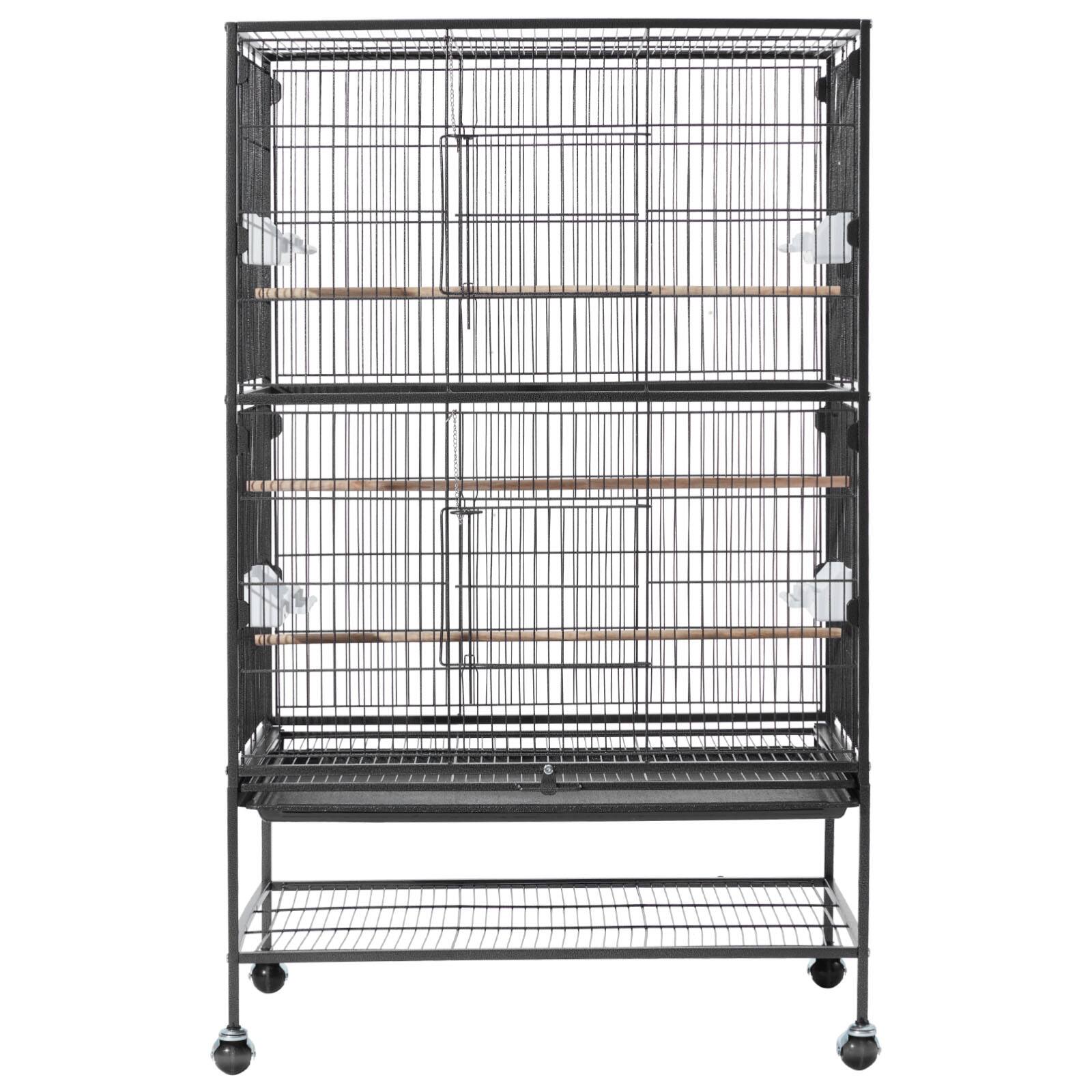 Alt View 5. VEVOR - Bird Cage, 31.5 x 20.5 x 52 inch, Flat Top, Wrought Iron Bird Flight Cage with Perches, Slide-Out Tray and Plastic - Black.