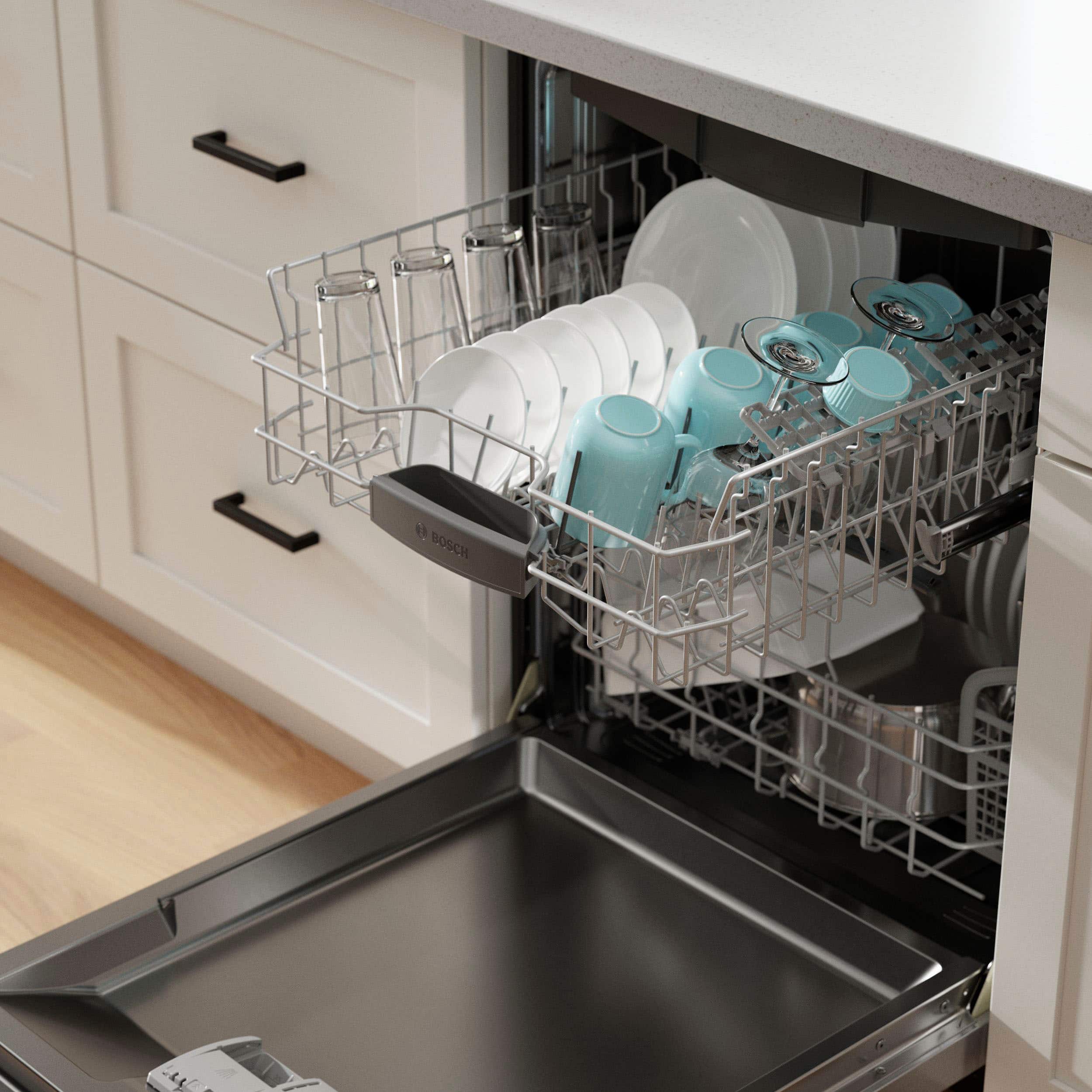 Alt View 30. Bosch - 300 Series 24" Front Control Smart Built-In Stainless Steel Tub Dishwasher with 3rd Rack and AquaStop Plus, 46 dBA - Stainless Steel.