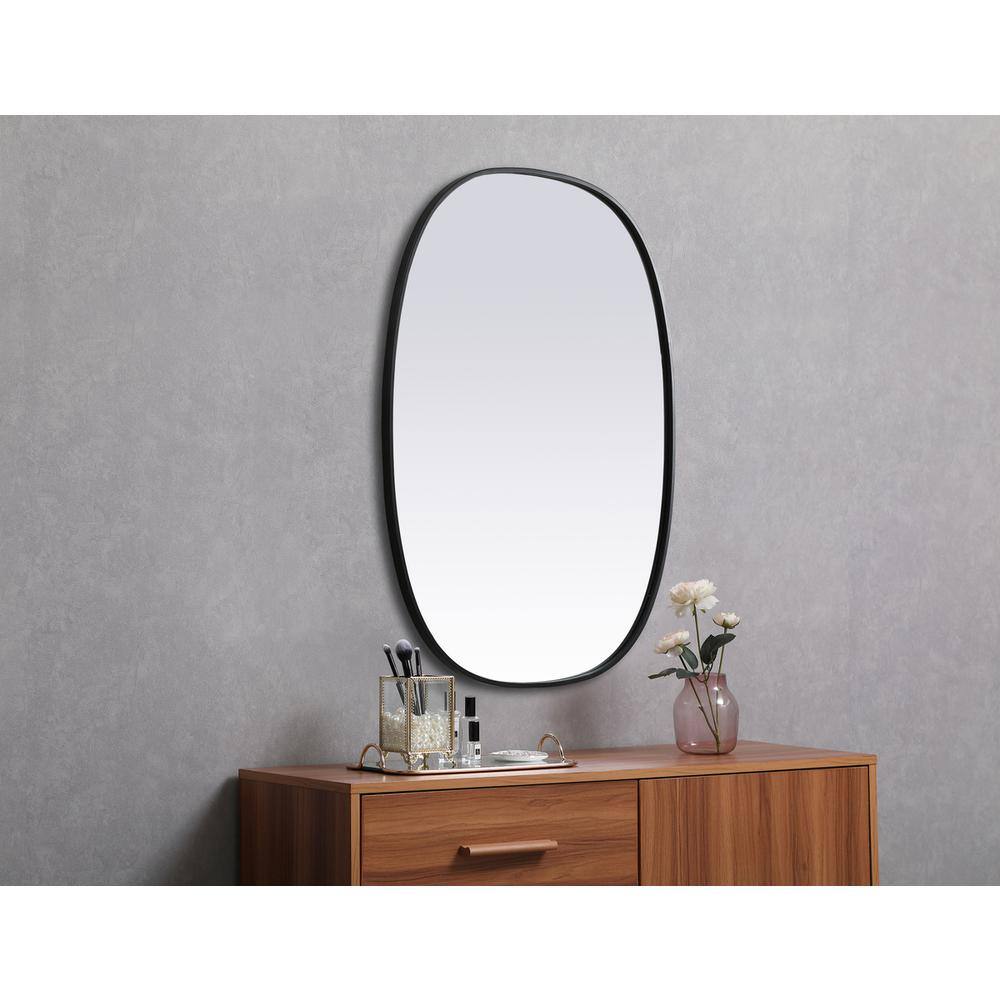 Alt View 4. Elegant Decor - Metal Frame Oval Mirror 30x40 Inch in Black - Black.