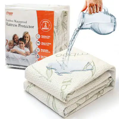 cheer collection Bamboo Waterproof Mattress Protector 3 YEAR WARRANTY
Bamboo Knit Premium Fabric
Stays In Place Tail Fabric Skirt
Breathable for Year Round Use Easy Care Washing
Luxurious COMFORT + Superior PROTECTION