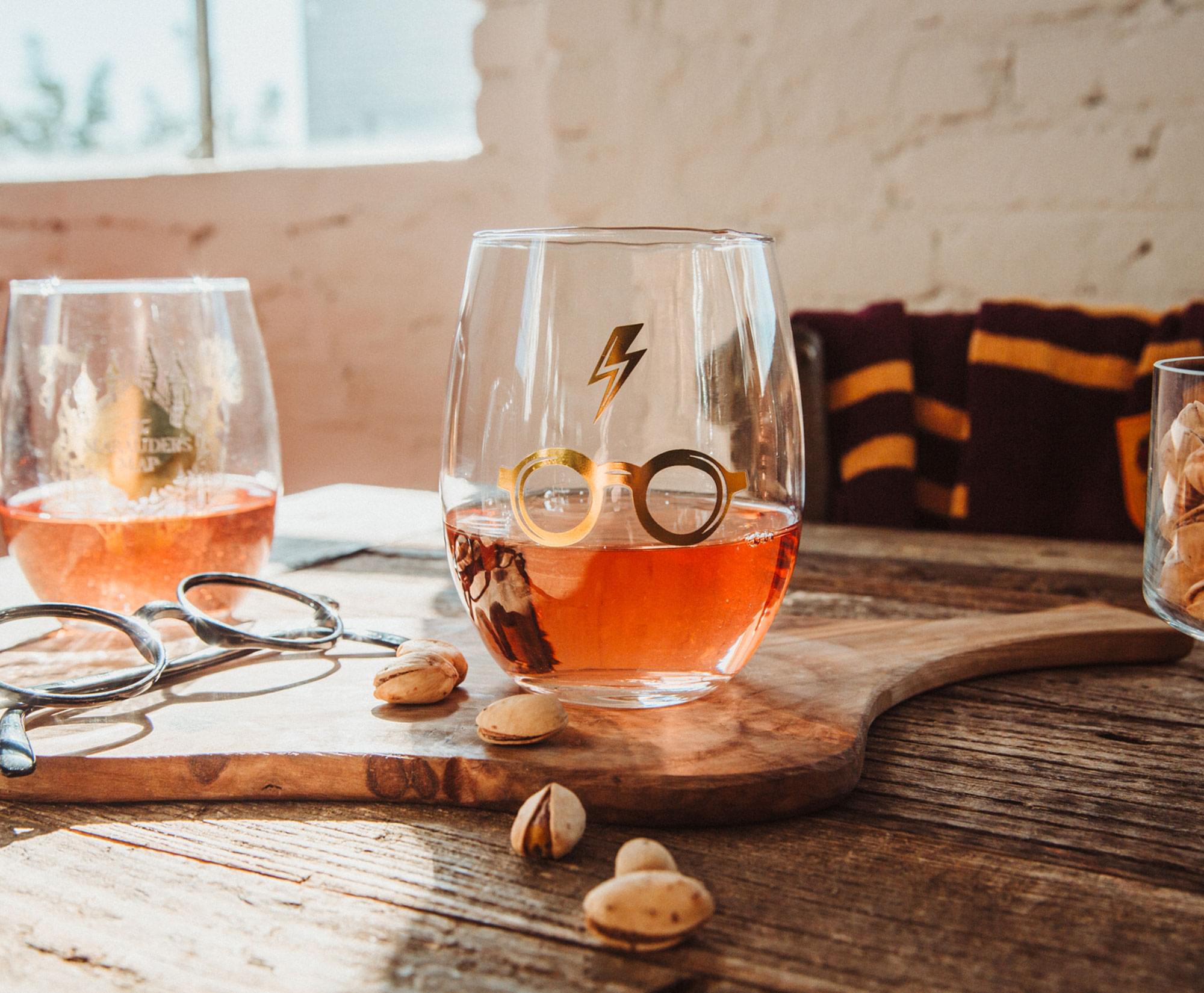 Alt View 2. Harry Potter - Harry Potter Icons Stemless Wine Glasses, Set Of 4 | Each Holds 20 Ounces - Gold.